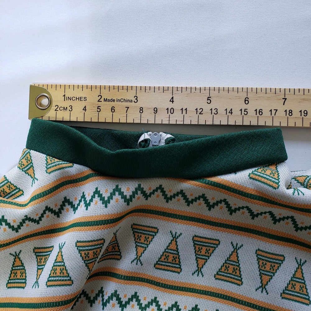 Vtg Sears Roebuck Girls Green Dress Zig Zag Teepee Pattern Drop Waist Sz 10 - Picture 8 of 13